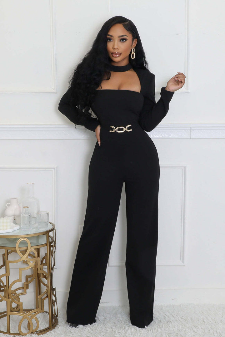 Wide-Leg Long-Sleeve Jumpsuits