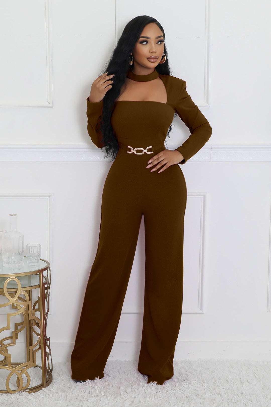 Wide-Leg Long-Sleeve Jumpsuits