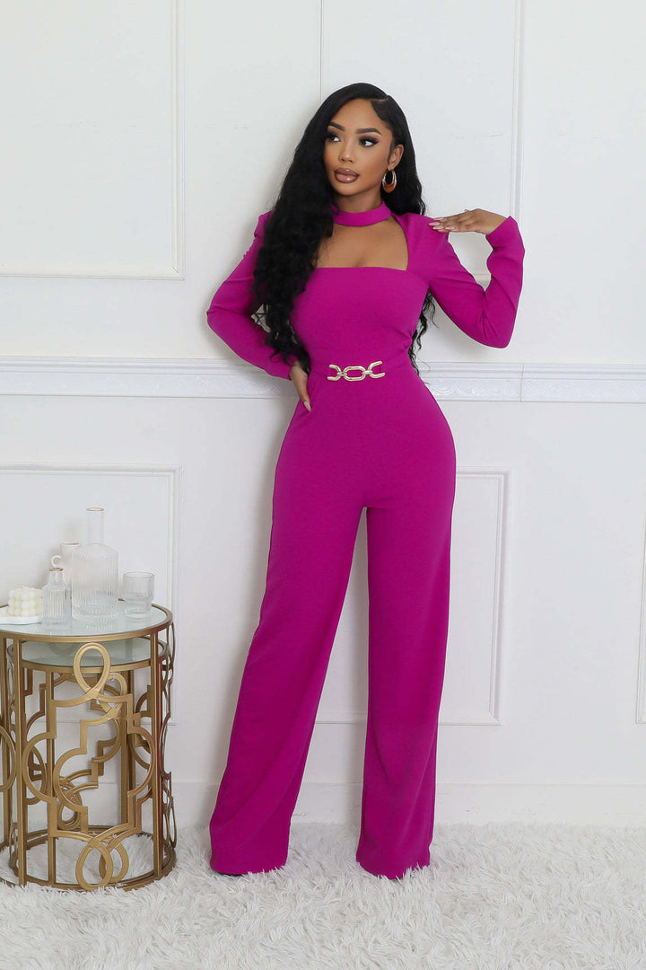 Wide-Leg Long-Sleeve Jumpsuits