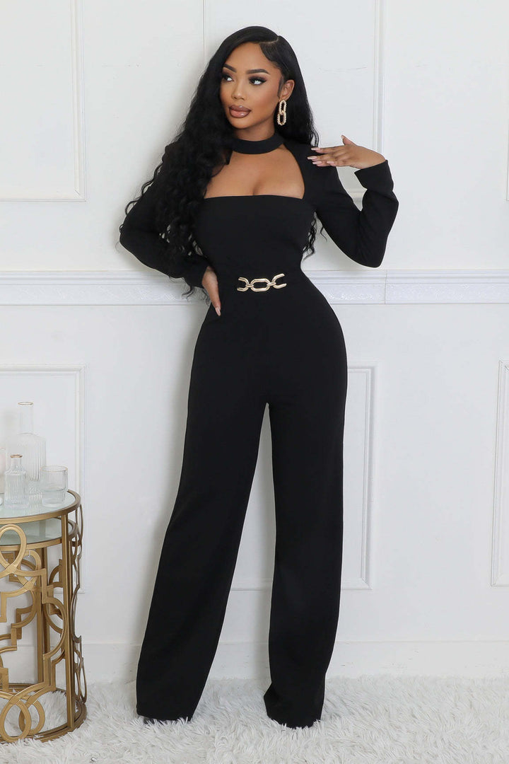Wide-Leg Long-Sleeve Jumpsuits