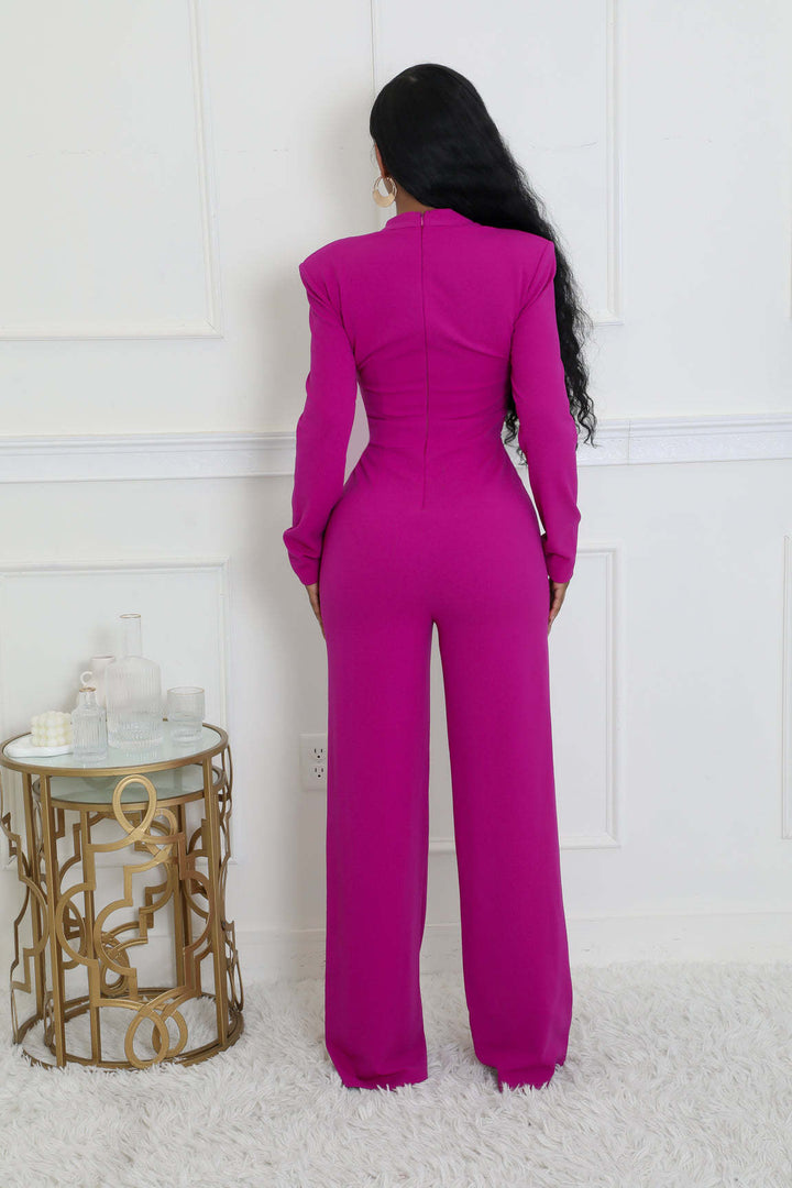 Wide-Leg Long-Sleeve Jumpsuits