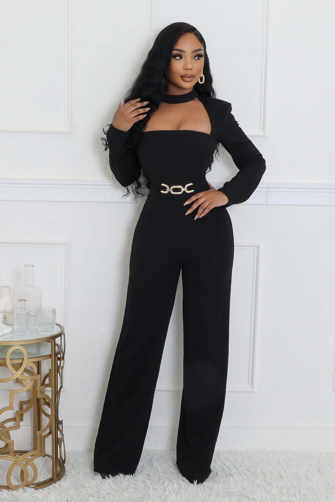 Wide-Leg Long-Sleeve Jumpsuits