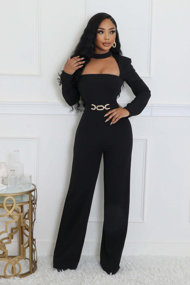 Wide-Leg Long-Sleeve Jumpsuits