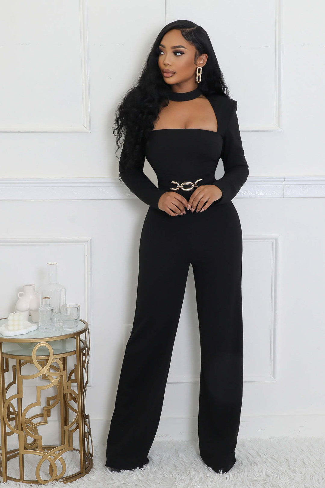 Wide-Leg Long-Sleeve Jumpsuits