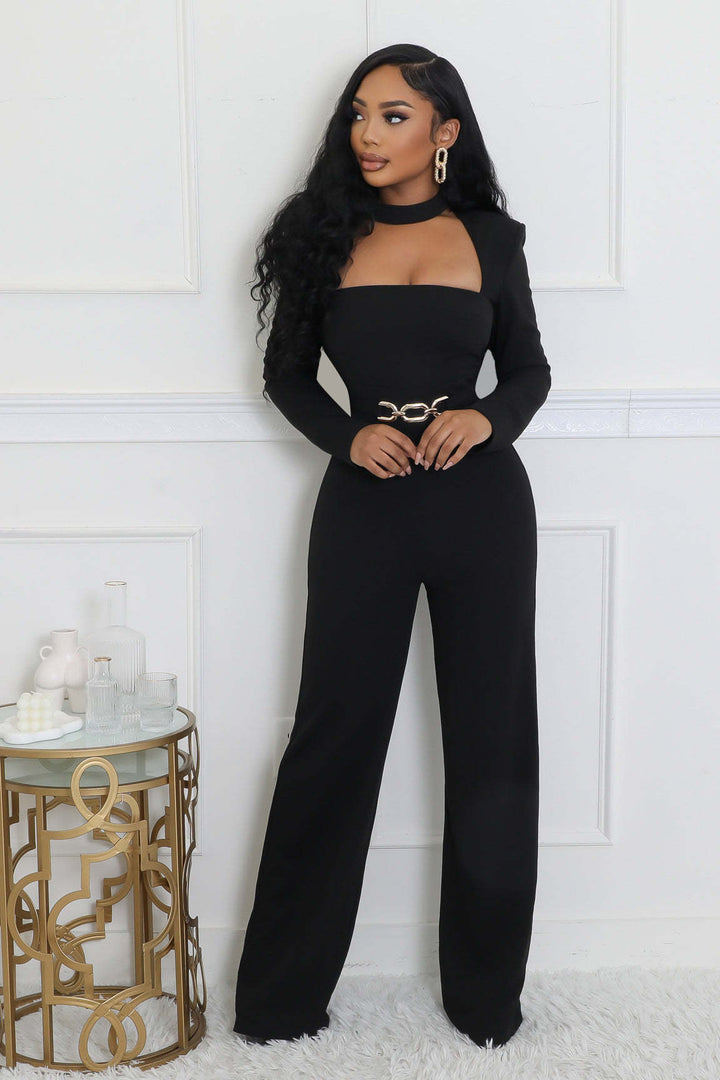 Wide-Leg Long-Sleeve Jumpsuits