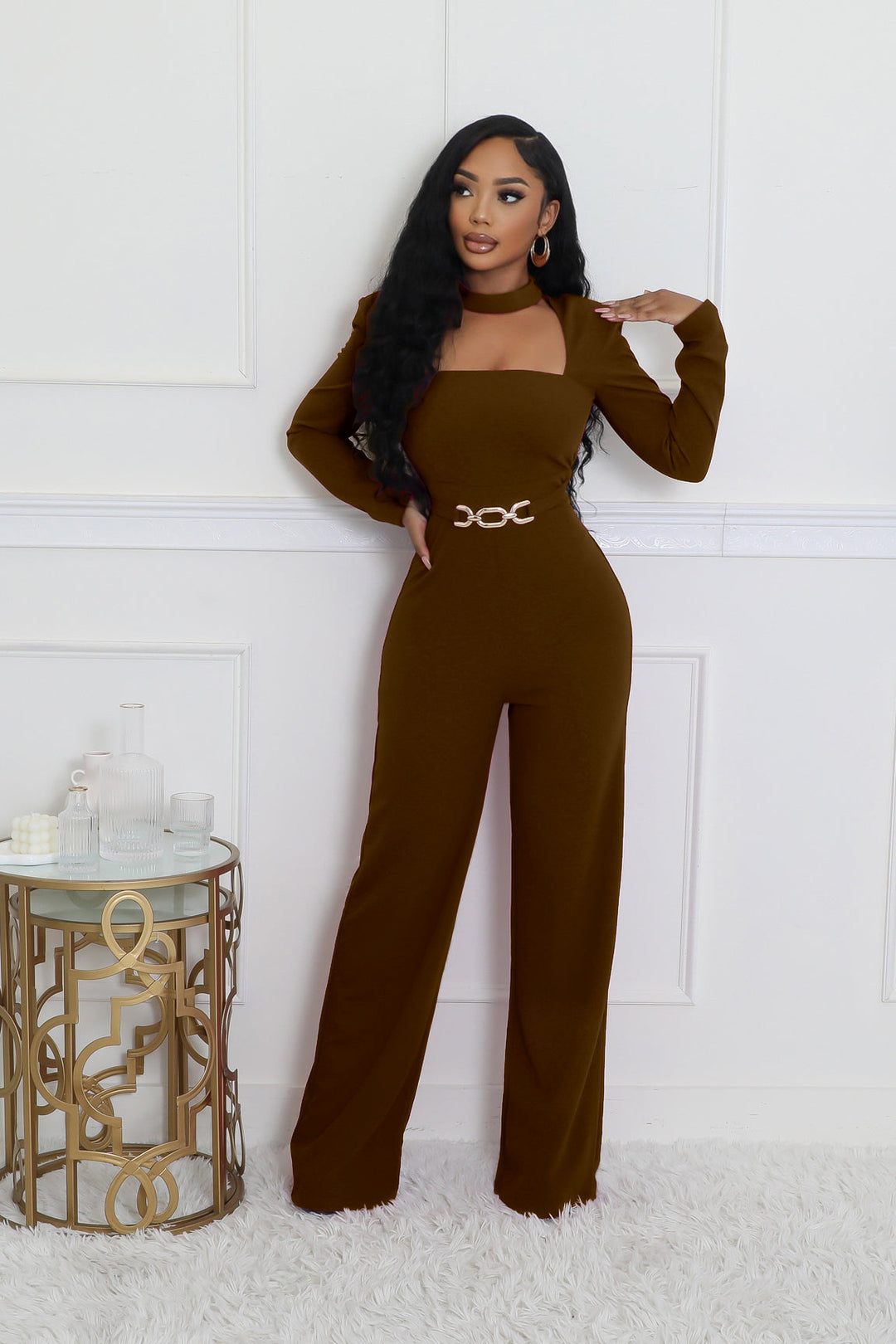 Wide-Leg Long-Sleeve Jumpsuits