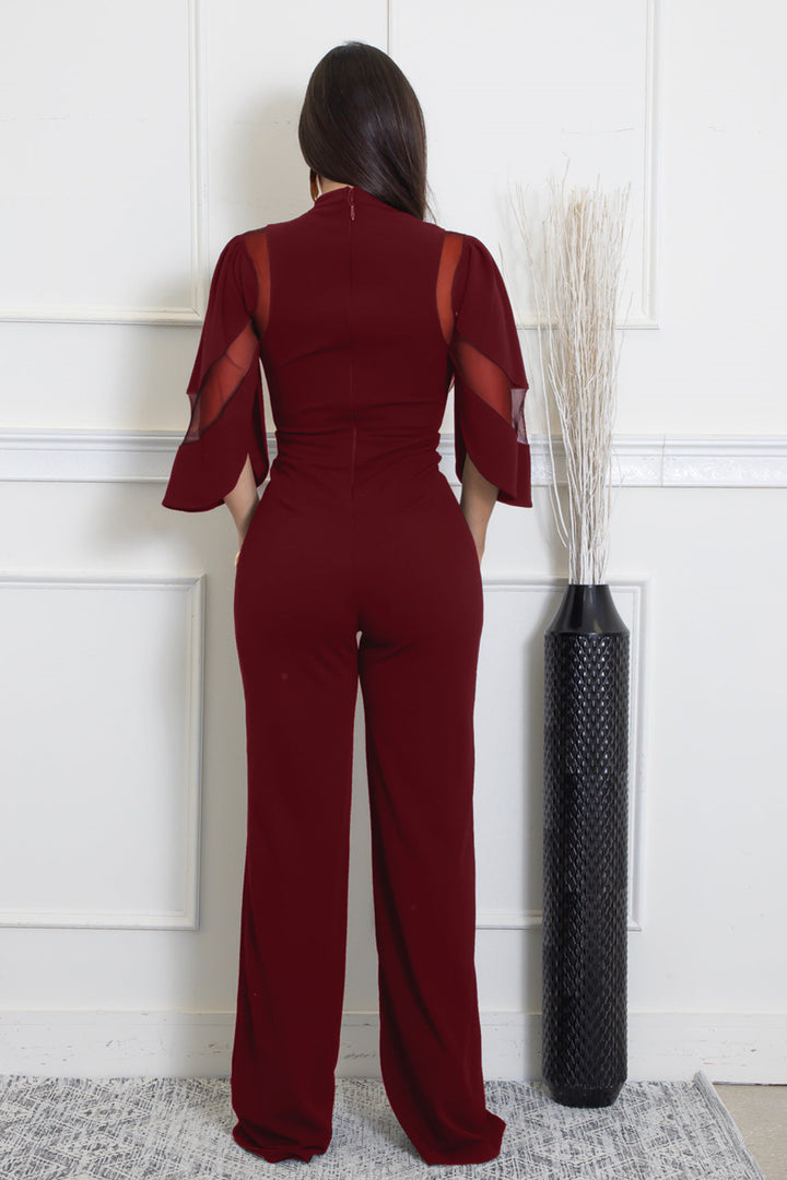 Mesh Tie-Front Jumpsuits