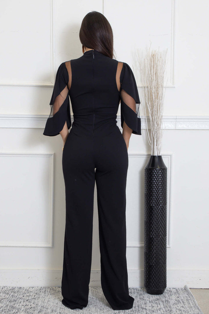 Mesh Tie-Front Jumpsuits