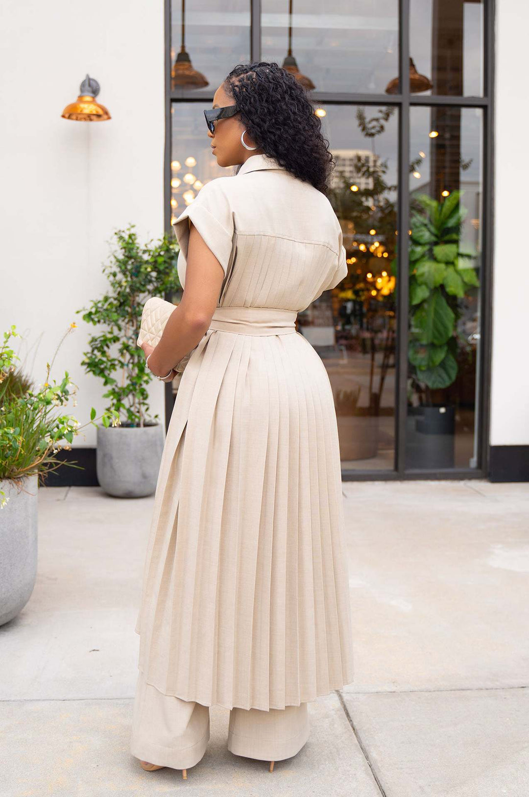 Sleeveless Pleated Sets