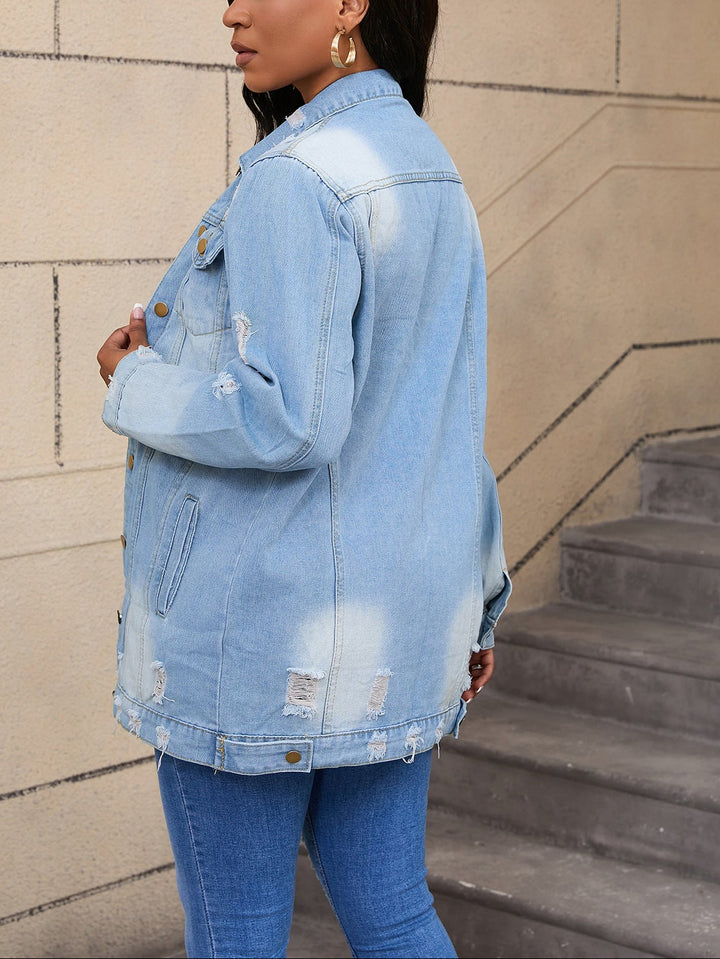 Long-sleeved Distressed Denim Jackets