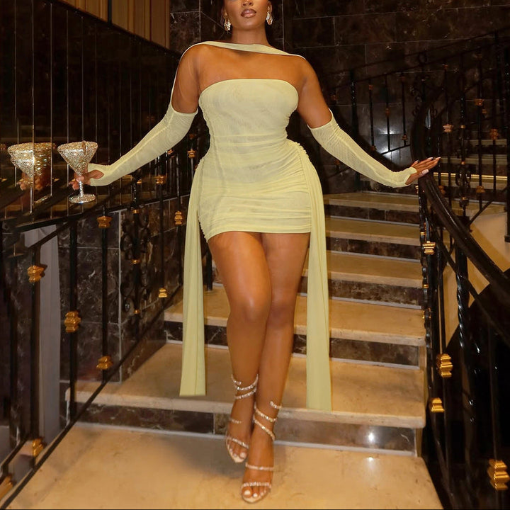 Off-the-Shoulder Ruffled Bow Short Dresses