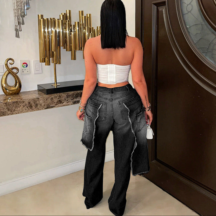 Distressed Patchwork Decorative Jeans