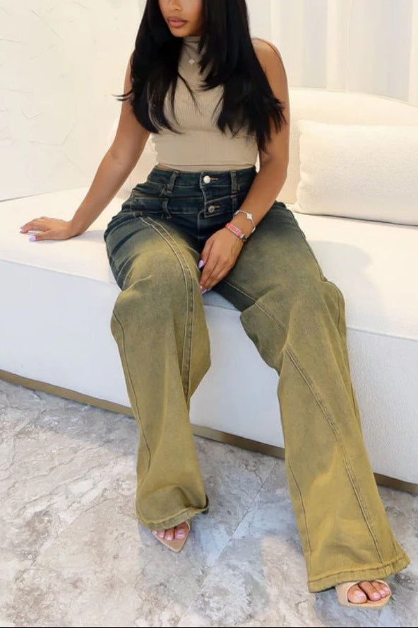 Faded Straight-Leg Jeans