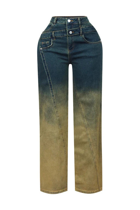 Faded Straight-Leg Jeans