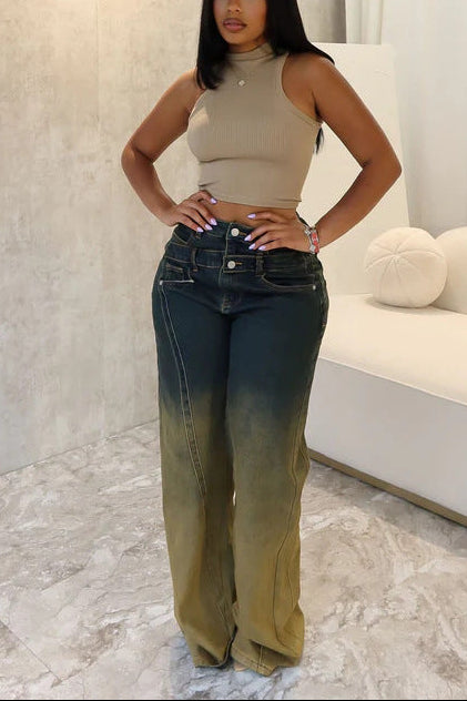 Faded Straight-Leg Jeans