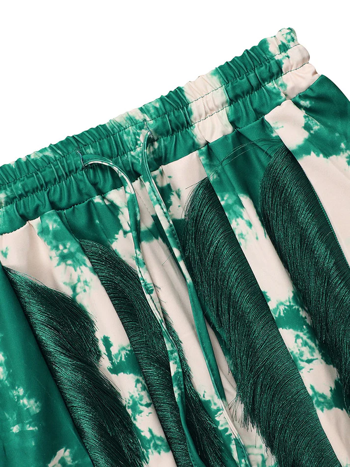 Tie Dye Bodysuit And Fringe Pants Sets