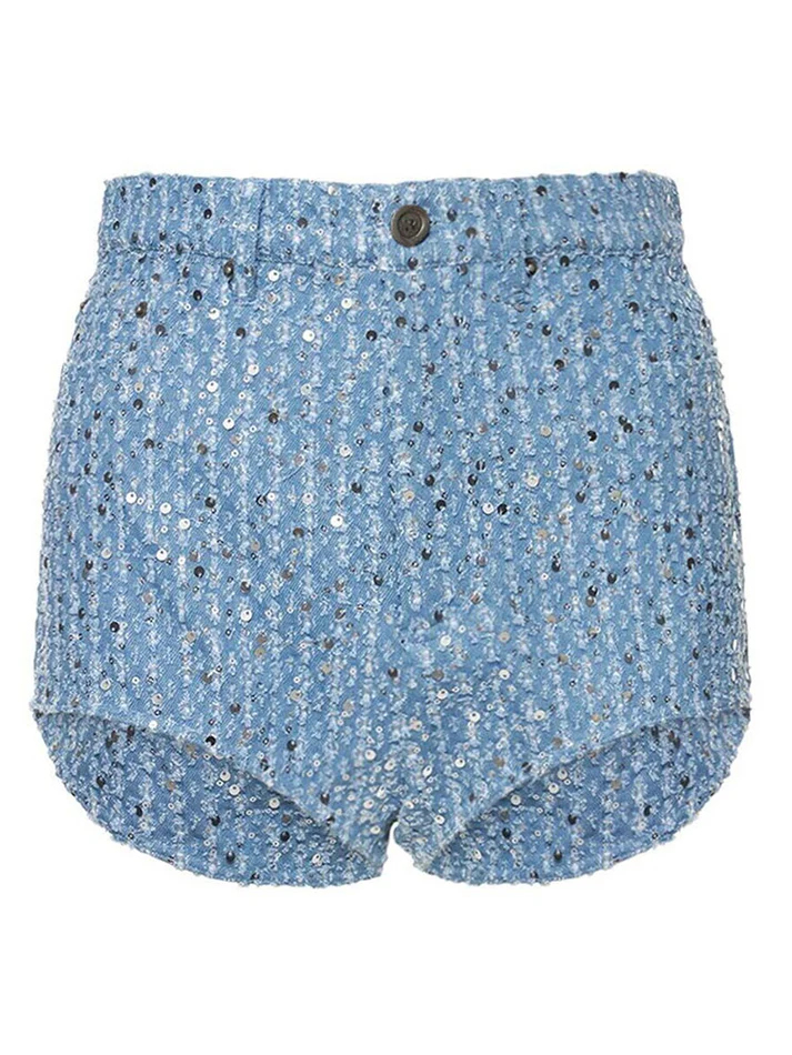 Sequin Jacket And Shorts Denim Sets