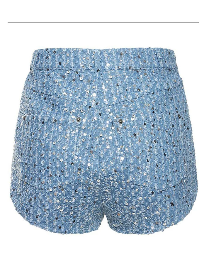 Sequin Jacket And Shorts Denim Sets