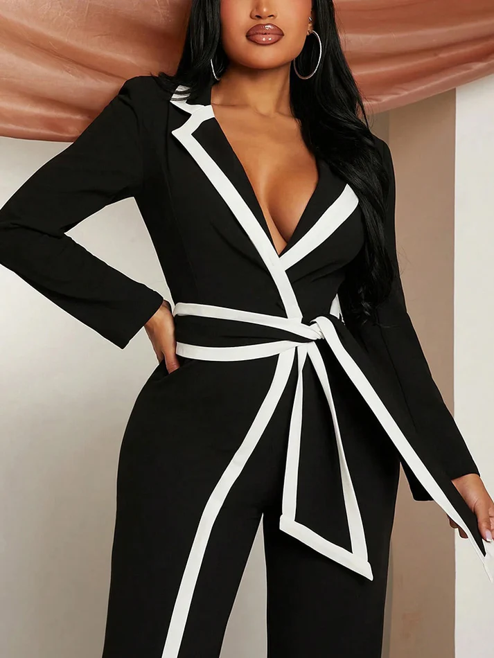 Contrast Wrap Jumpsuits