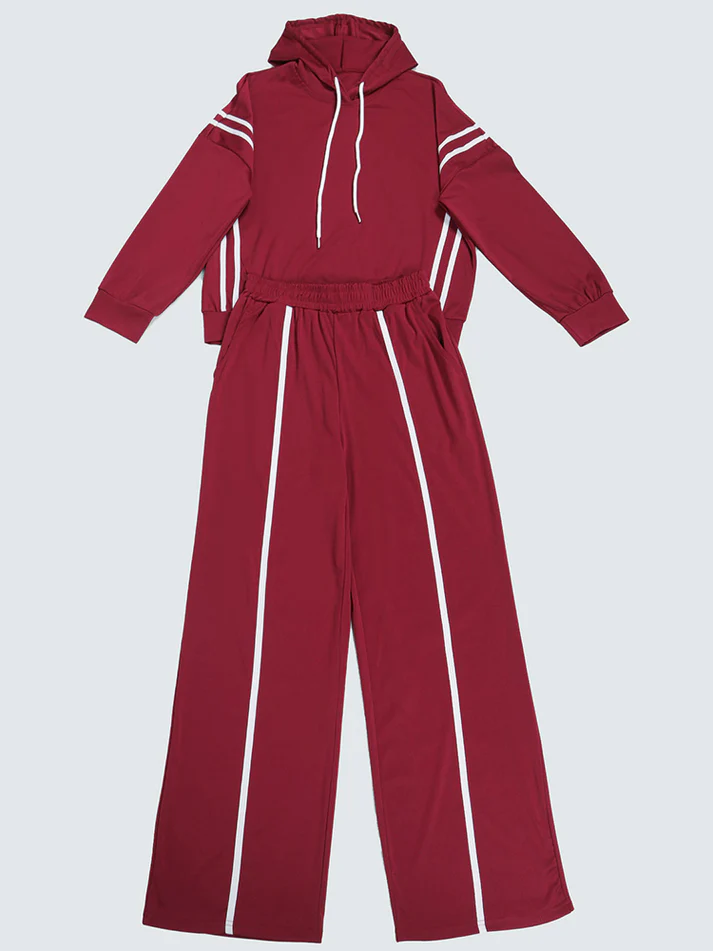 Striped Hoodie Wide Joggers Sets