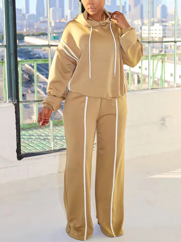 Striped Hoodie Wide Joggers Sets
