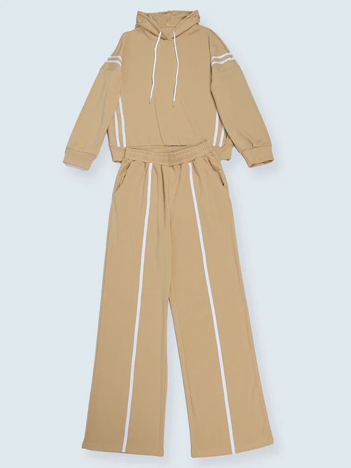 Striped Hoodie Wide Joggers Sets