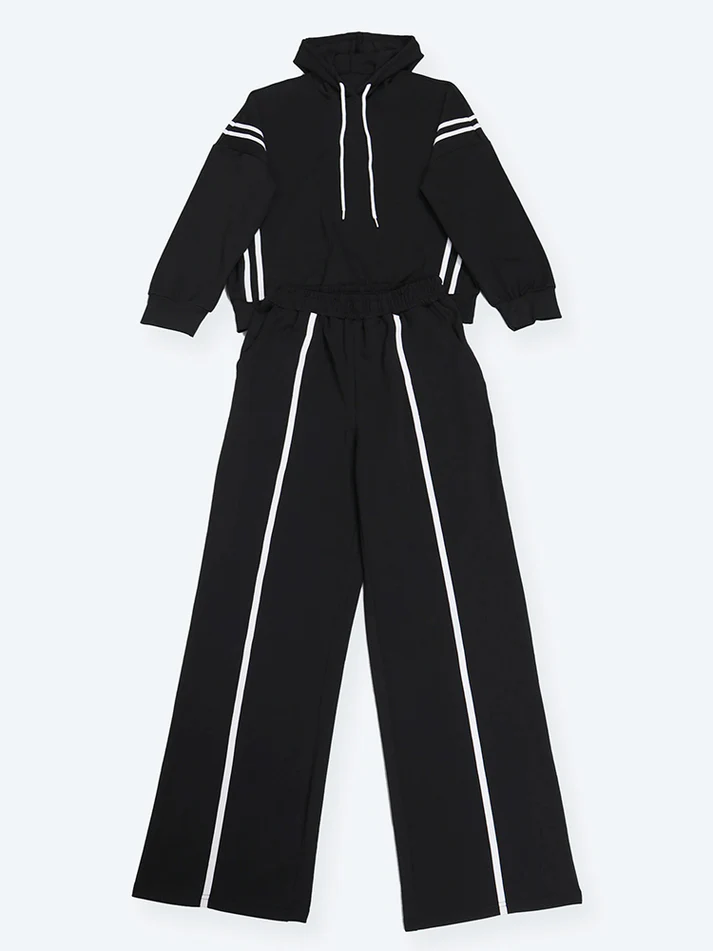Striped Hoodie Wide Joggers Sets