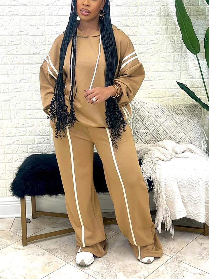Striped Hoodie Wide Joggers Sets