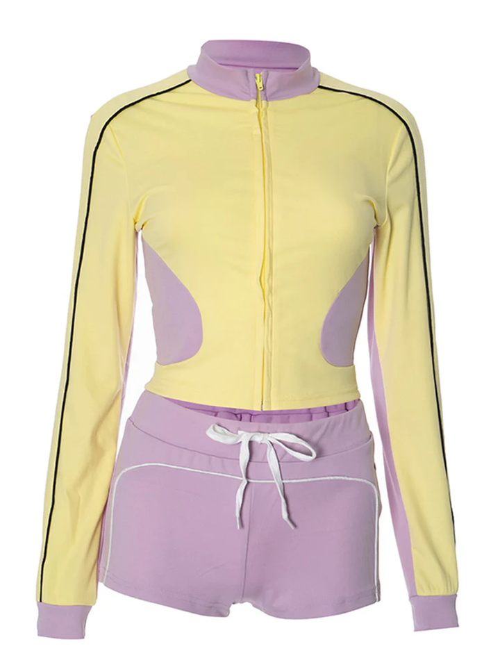 Zip Jacket Shorts Workout Sets