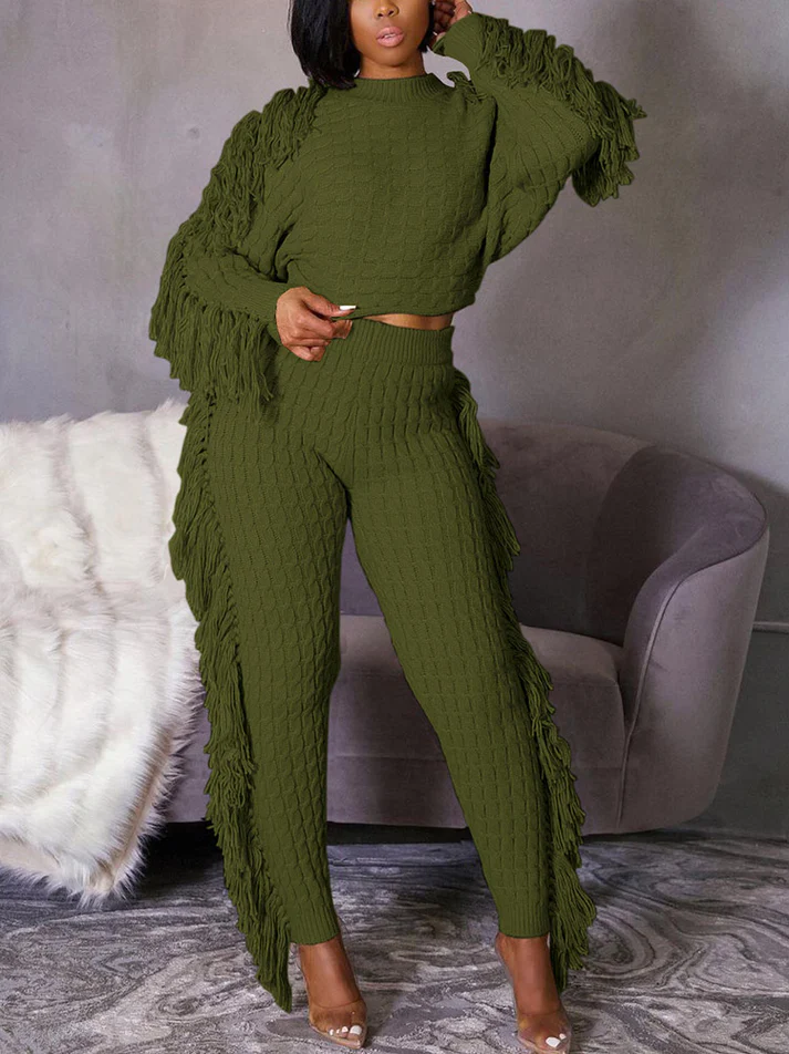 Knitted Tassel Outfit Sets