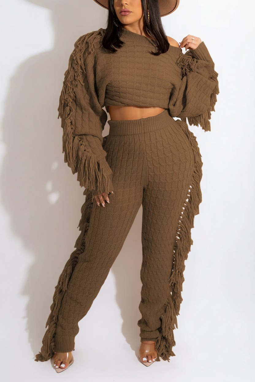 Knitted Tassel Outfit Sets