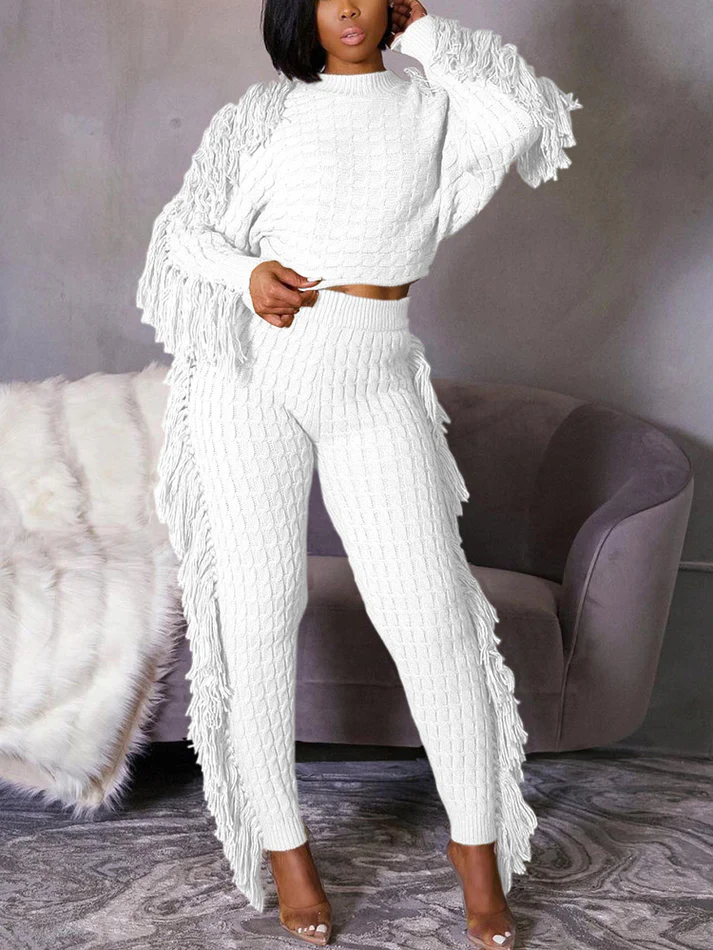 Knitted Tassel Outfit Sets