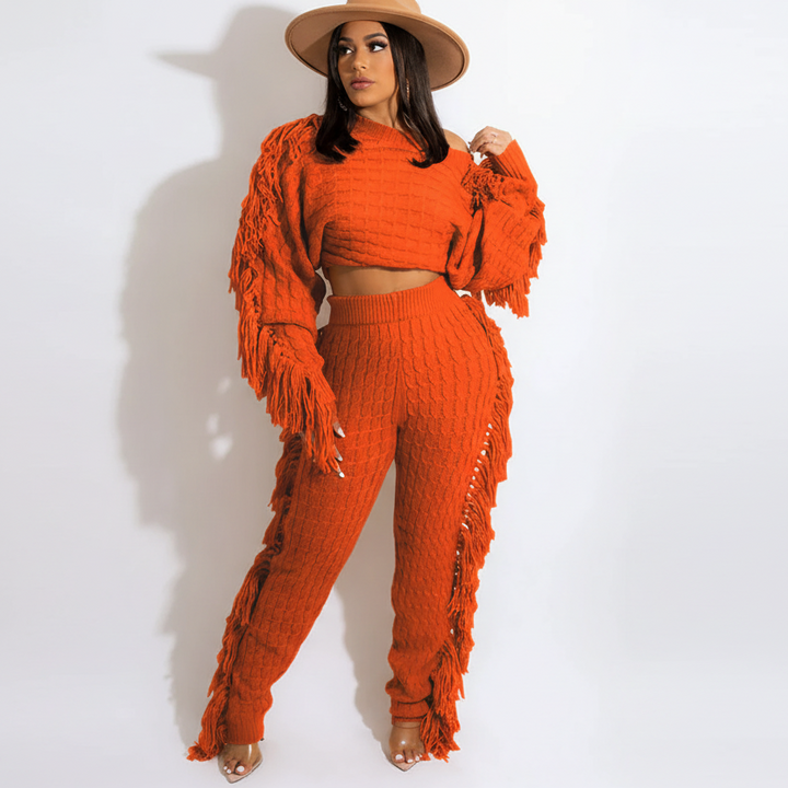 Knitted Tassel Outfit Sets