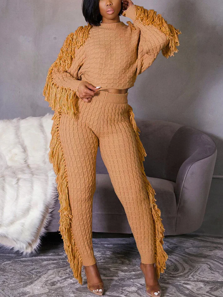 Knitted Tassel Outfit Sets