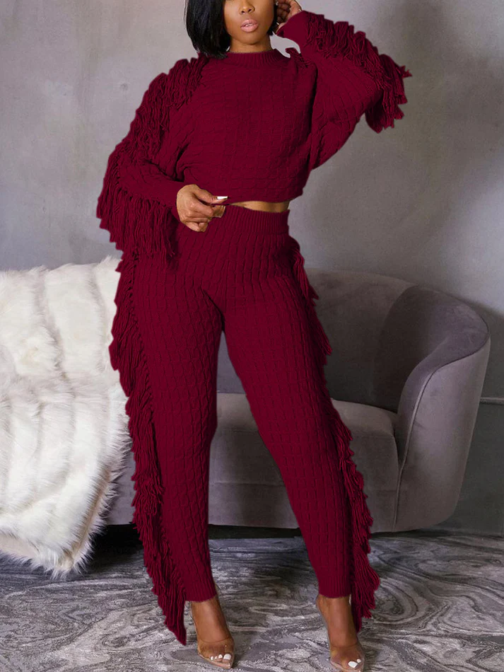 Knitted Tassel Outfit Sets