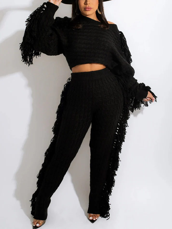 Knitted Tassel Outfit Sets
