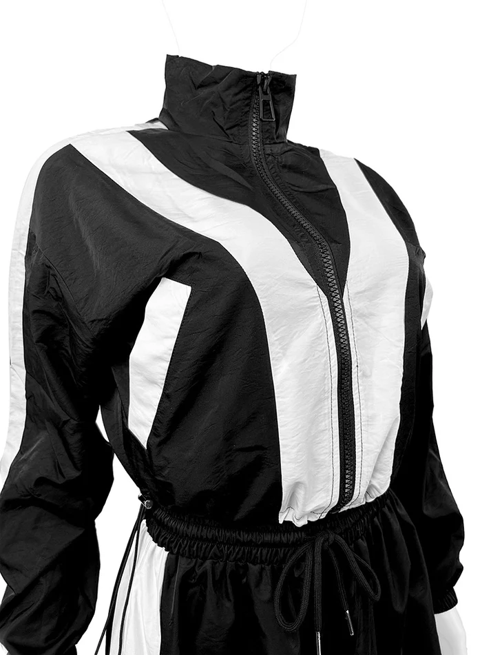 Sporty Crop Jacket Wide Pants Sets