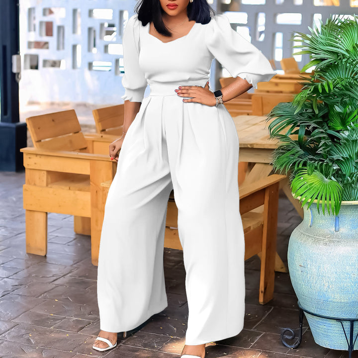 Long-Sleeve Solid-Color Straight-Leg Sets