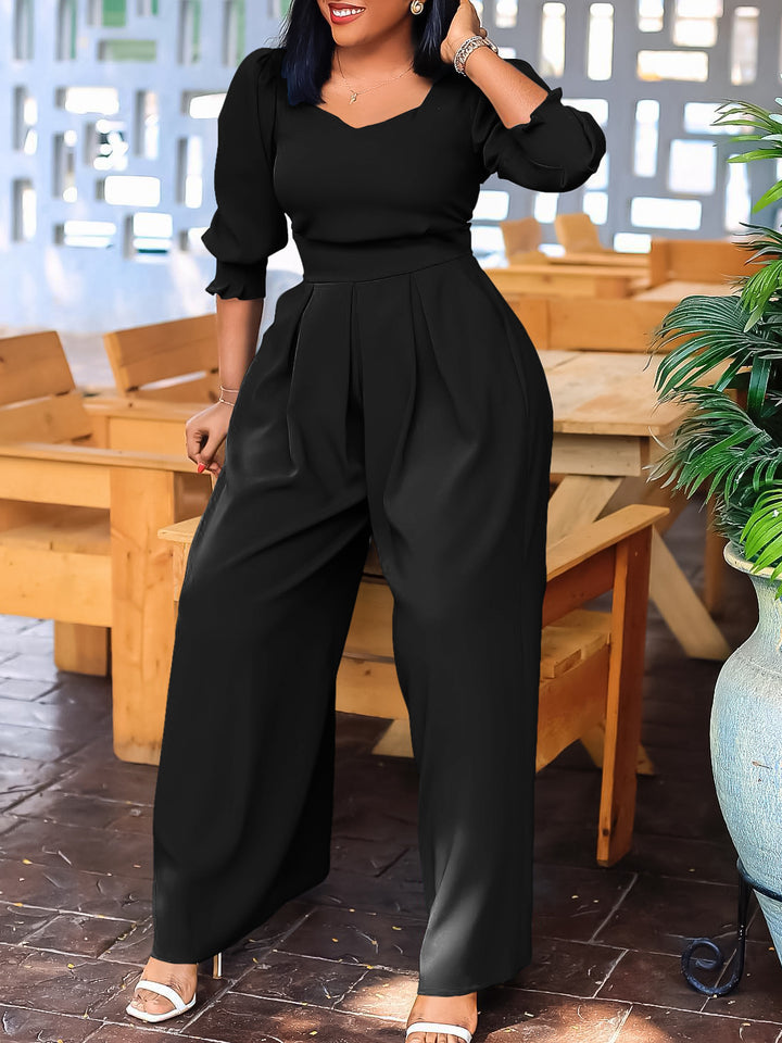 Long-Sleeve Solid-Color Straight-Leg Sets