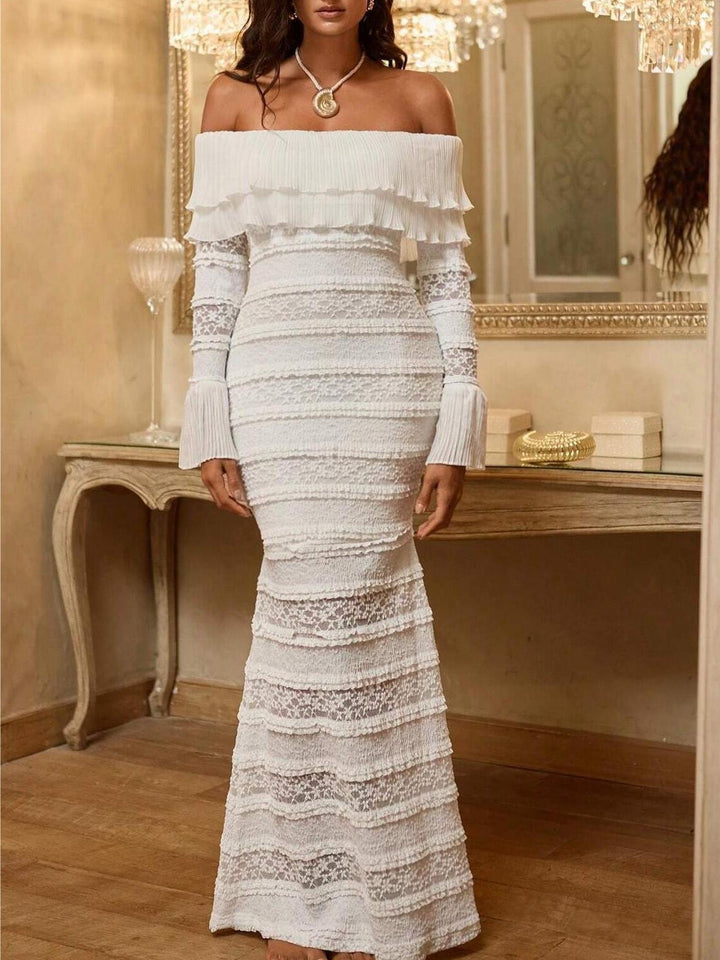 Knitted Lace Ruffled Dresses