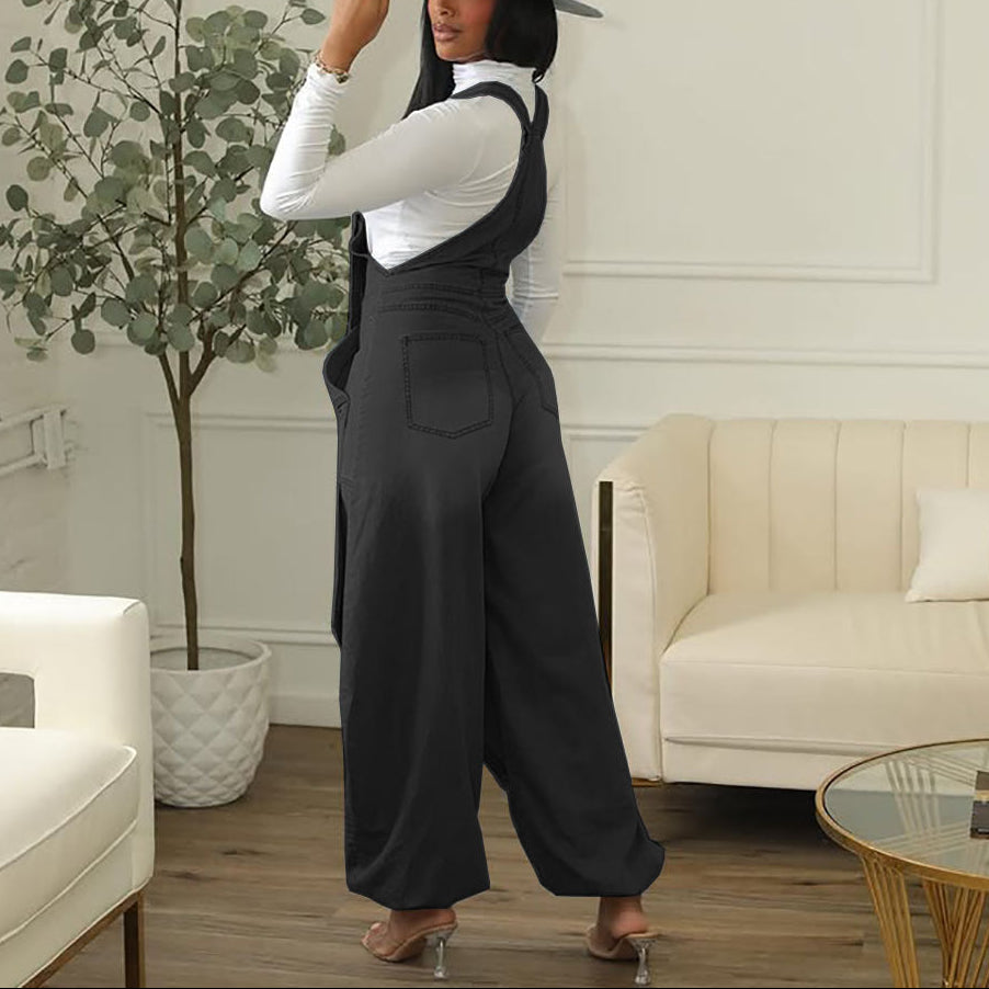 Casual Zipper Wide-Leg Jumpsuits