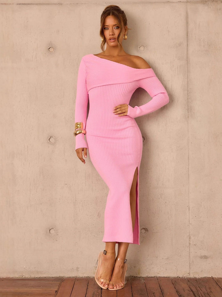 Sweet and Spicy Long-Sleeve Off-Shoulder Fitted Pencil Skirt Dress