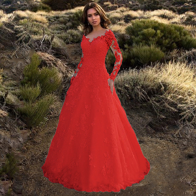 Long-Sleeved Off-the-Shoulder Wedding Dress