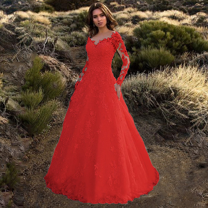 Long-Sleeved Off-the-Shoulder Wedding Dress