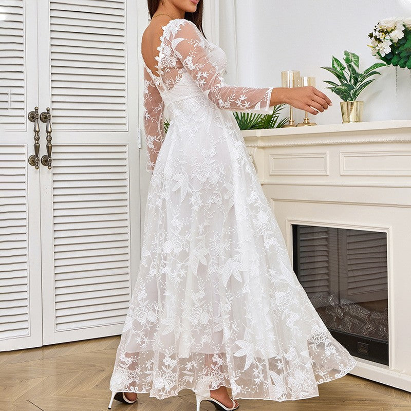 Long-Sleeved Off-the-Shoulder Wedding Dress