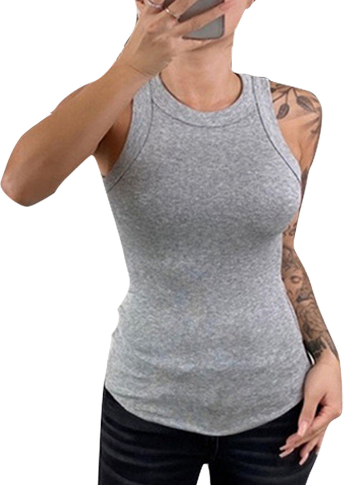 Slim-Fit Solid Color Sexy Women's Tank Top