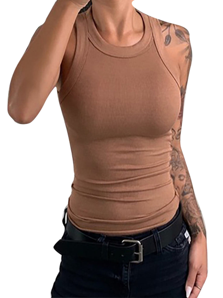 Slim-Fit Solid Color Sexy Women's Tank Top