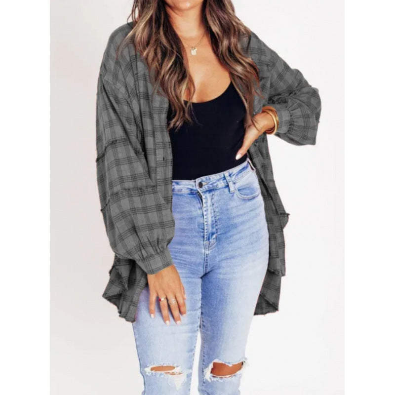 Relaxed-Fit Versatile Button-Down Plaid Shirt