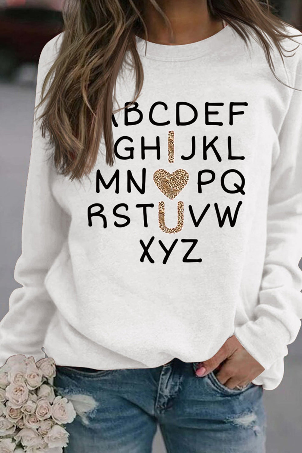 Alphabet Graphic Sweatshirt Beige · M
