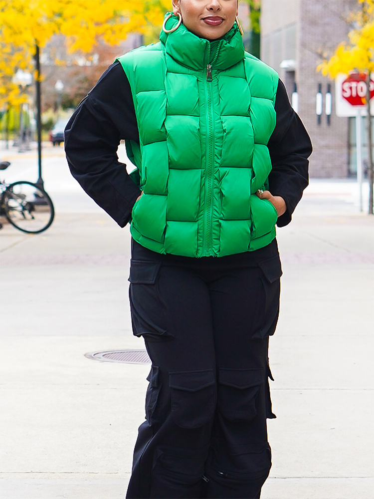 Braid Puffer Vest Green / M
